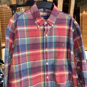 Ralph Lauren Men’s LARGE Plaid Button Down Dress Shirt Long Sleeve